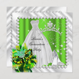 Lime Green Quinceanera 15. Masquerade Party Einladung