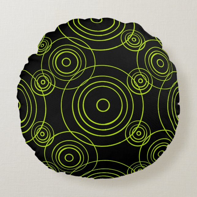 Lime Green Rain Ripples Rundes Kissen (Vorderseite)