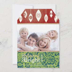 Lime Green Red Merry and Bright Family Foto Card Feiertagskarte