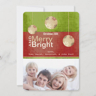 Lime Green Red Merry and Bright Family Foto Card Feiertagskarte