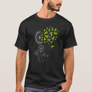 Lime Green Ribbon Dandelion Lymphoma Awareness Mon T-Shirt