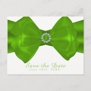 Lime Green Ribbon & Diamonds Elegant Save the Date Ankündigungspostkarte