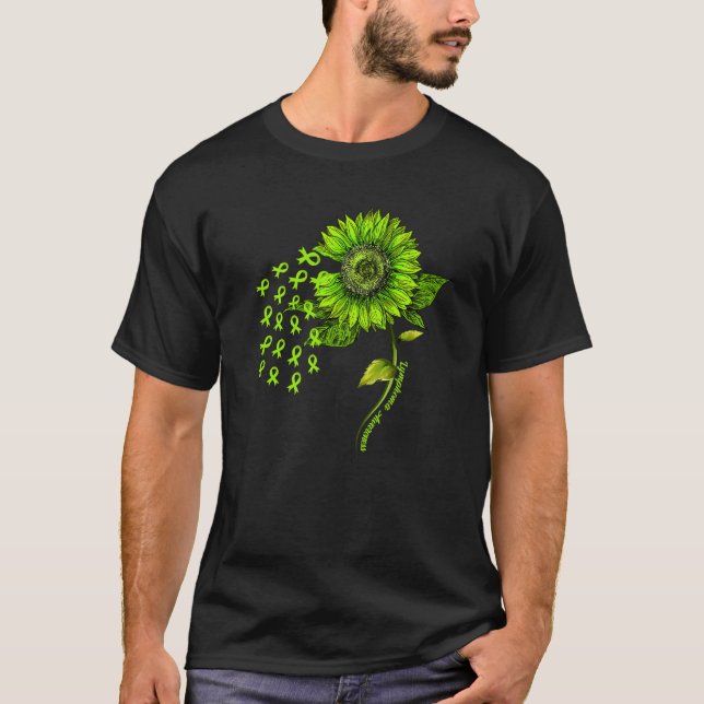 Lime Green Ribbon Sonnenblumen Lymphom Bewusstsein T-Shirt (Vorderseite)