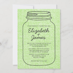Lime Green Rustic Mason Jar Hochzeit Einladungen