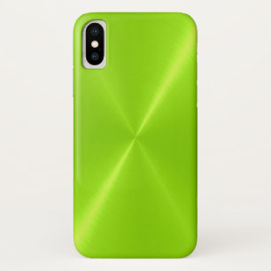Lime Green Shiny Stainless Steel Metal iPhone X Hülle