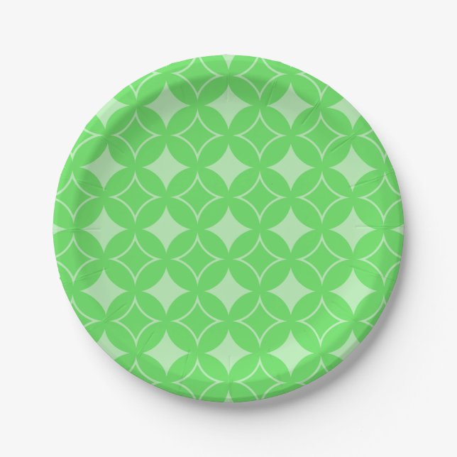 Lime-Green-Shippo-Muster Pappteller (Vorderseite)