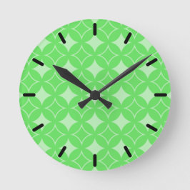 Lime-Green-Shippo-Muster Runde Wanduhr