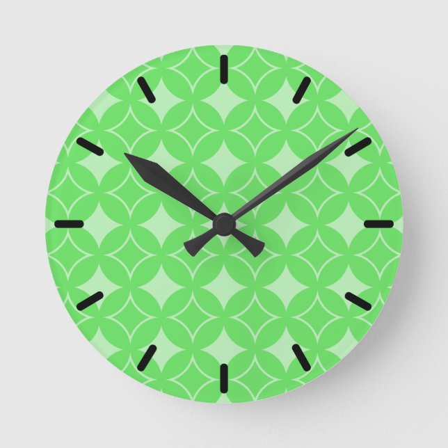 Lime-Green-Shippo-Muster Runde Wanduhr (Vorderseite)