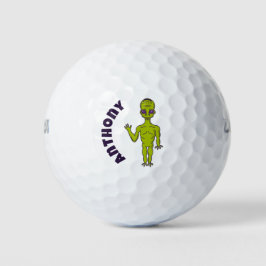 Lime Green Space Alien Personalisiert Golfball