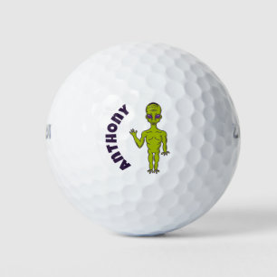 Lime Green Space Alien Personalisiert Golfball
