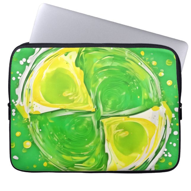 Lime Green Spiral Laptopschutzhülle (Vorderseite)