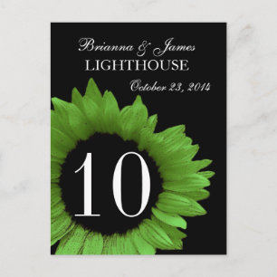 Lime Green Sunflower Wedding Tischnummer