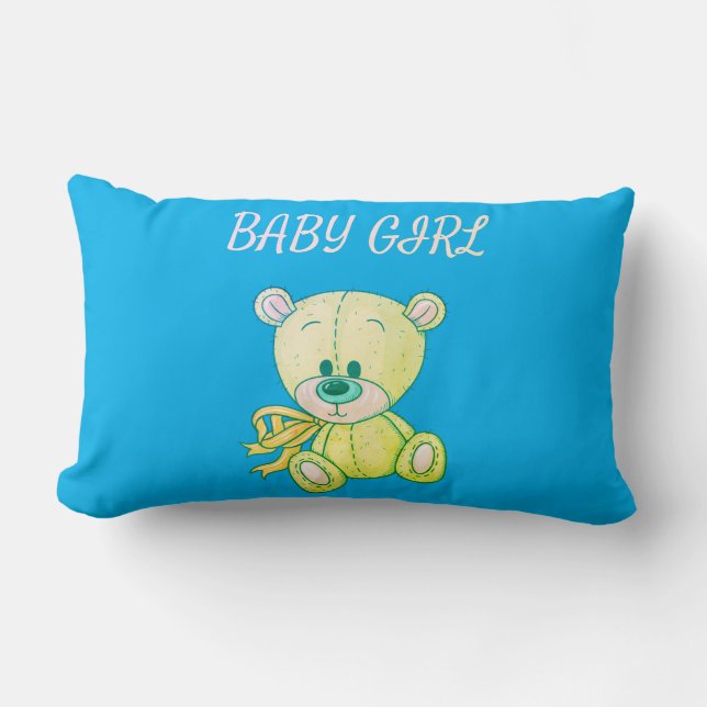 Lime Green Teddy Bear Lumbar Kissen (Vorderseite)