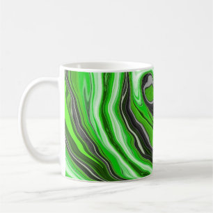 Lime Green und Black Marmor wie Wirbel Fluid Art Kaffeetasse