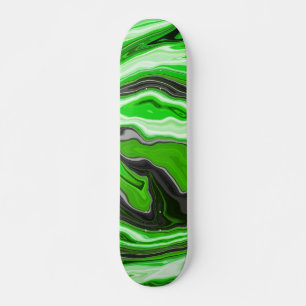 Lime Green und Black Marmor wie Wirbel Fluid Art Skateboard