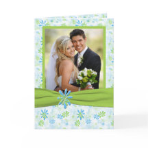 Lime Green und Blue Floral Foto Danke, Card