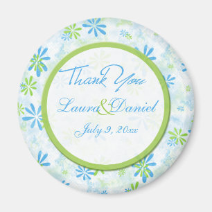 Lime Green und Blue Floral Gastgeschenk Hochzeit M Magnet