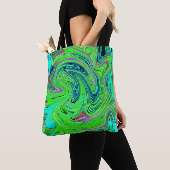 Lime Green und Blue Groovy Abstrakt Retro Art (Von Nahem)
