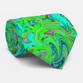 Lime Green und Blue Groovy Abstrakt Retro Art Krawatte