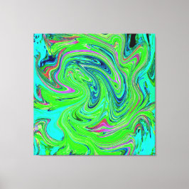 Lime Green und Blue Groovy Abstrakt Retro Art Leinwanddruck