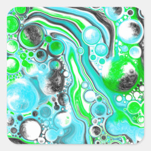 Lime Green und Blue Marmor wie    SwirlsSquare St Quadratischer Aufkleber
