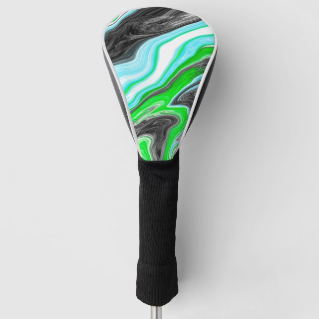 Lime Green und Blue Marmor wie Wirbel Golf Headcover (Vorderseite)