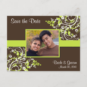 Lime Green und Brown Save the Date Foto Postkarten