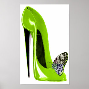 Lime Green und Butterfly Art Print Poster