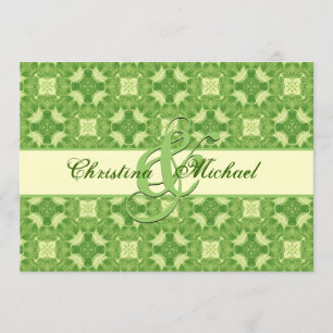 Lime Green und Cream Crosses and Squares Wedding Einladung