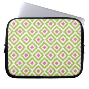 Lime Green und Pink Diamond Ikat Muster Laptopschutzhülle