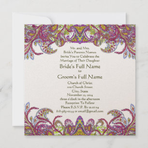 Lime Green und Raspberry Damask Einladung