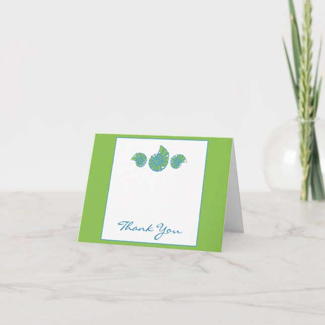 Lime Green und Türkis Seashell Vielen Dank Dankeskarte (Vorderseite)
