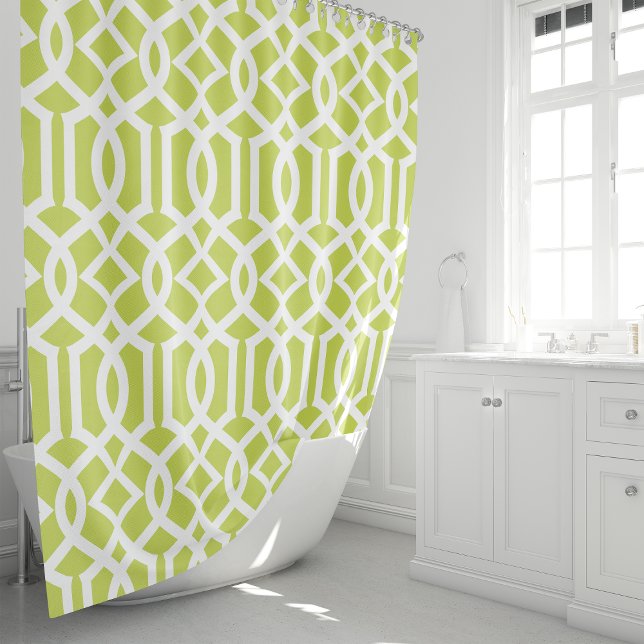 Lime Green und White Trellis Duschvorhang (Von Creator hochgeladen)