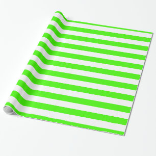Lime Green und White XL Streifen Muster Geschenkpapier