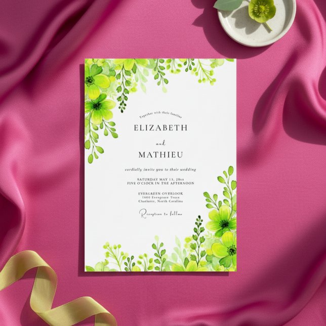 Lime Green Verdant Botanical Wedding Einladung (Von Creator hochgeladen)