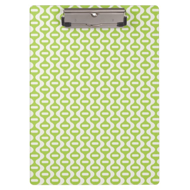 Lime Green Wavy Retro Muster Klemmbrett (Vorderseite)