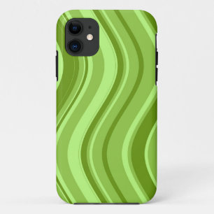 Lime Green Wavy Stripes Muster iPhone 11 Hülle