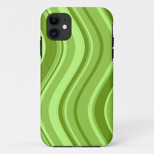 Lime Green Wavy Stripes Muster Case-Mate iPhone Hülle (Rückseite)