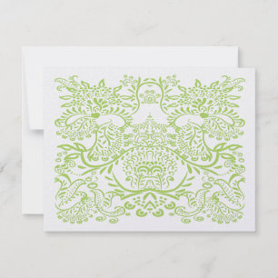 Lime Green Whimsical Bird Hochzeitskarten RSVP Karte