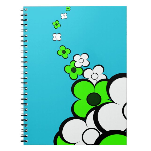 Lime Green White Blume Notizblock (Vorderseite)