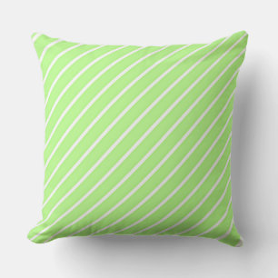 Lime Green White Diagonal Strip Kissen