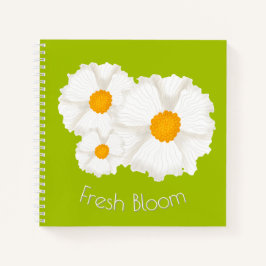 Lime Green White Floral Spiral Notebook Notizbuch