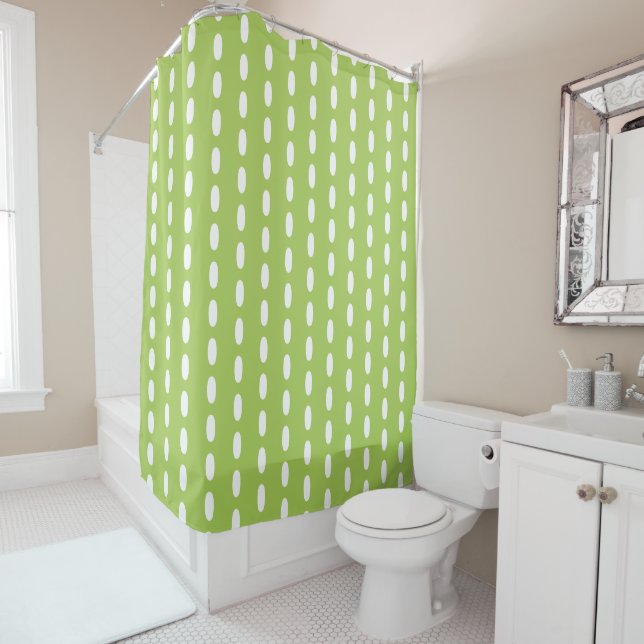 Lime Green White Pattern Duschvorhang (Beispiel)