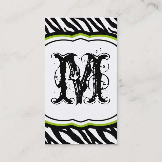 Lime Green White Zebra Print Pattern Business Card Visitenkarte (Vorderseite)