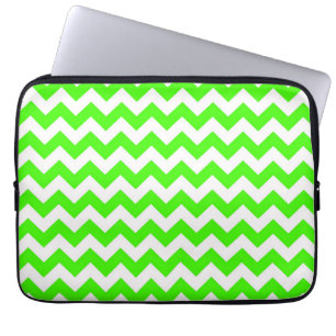 Lime Green White Zickzack Zig-Zag Muster Laptopschutzhülle