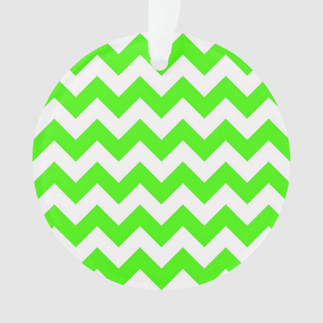 Lime Green White Zickzack Zig-Zag Muster Ornament (Vorderseite)