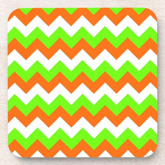 Lime Green White Zigzag Untersetzer (Vorderseite)