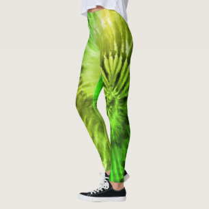 Lime Green & Yellow Psychedelic Sternexplosion Gef Leggings