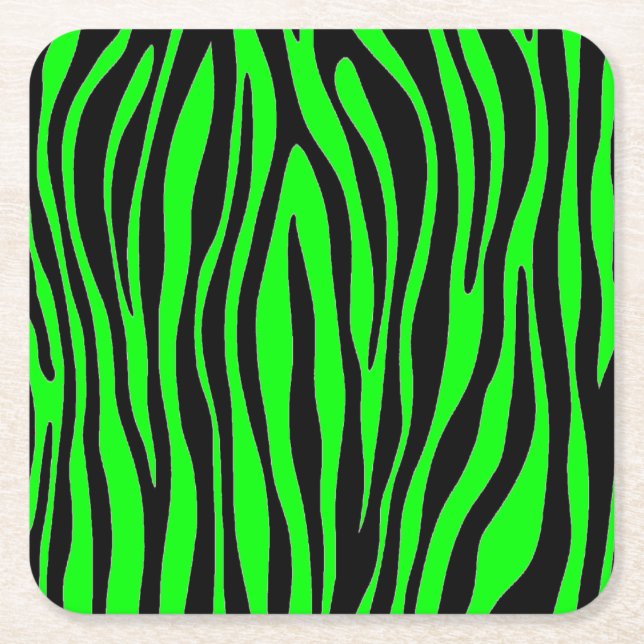 Lime Green Zebra Rechteckiger Pappuntersetzer (Vorderseite)