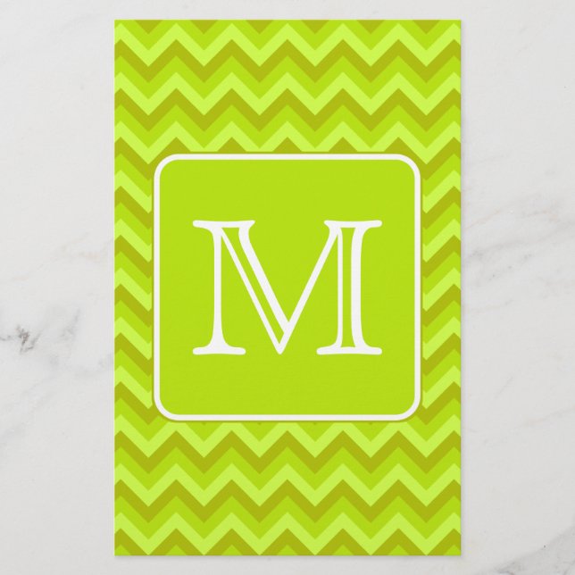 Lime Green Zigzags mit benutzerdefinierter Monogra (Vorderseite)